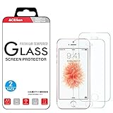 iPhone 5S 5C SE 5 Screen Protector Tempered Glass, Crystal Clear, 9H Hardness, ACEIken Glass Screen Protector for Apple i Phone 5S, iPhone 5C, iPhone SE, iPhone 5(2-Pack)