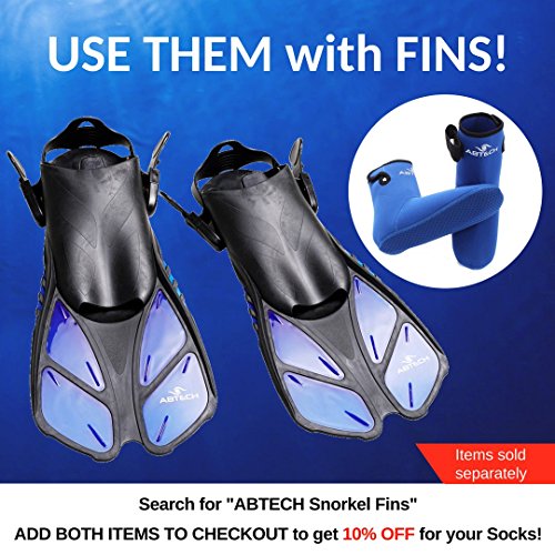 ABTECH Snorkeling Swim Diving Socks – 3mm Waterproof Neoprene – for Beach and Water Sports – Protect Your Feet from Warm, Cold and Sand (Medium)