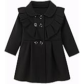 VQWQPO Toddler Baby Girl Coat Long Sleeve Buttons Ruffle Clothes Jacket Little Girls Dress Coat Fall Winter Outfit