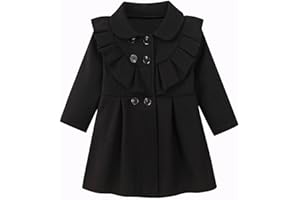 USKIDKK Toddler Baby Girl Clothes Jacket Coat Long Sleeve Flounce Ruffle Buttons Dress Coat Fall Winter Outfit