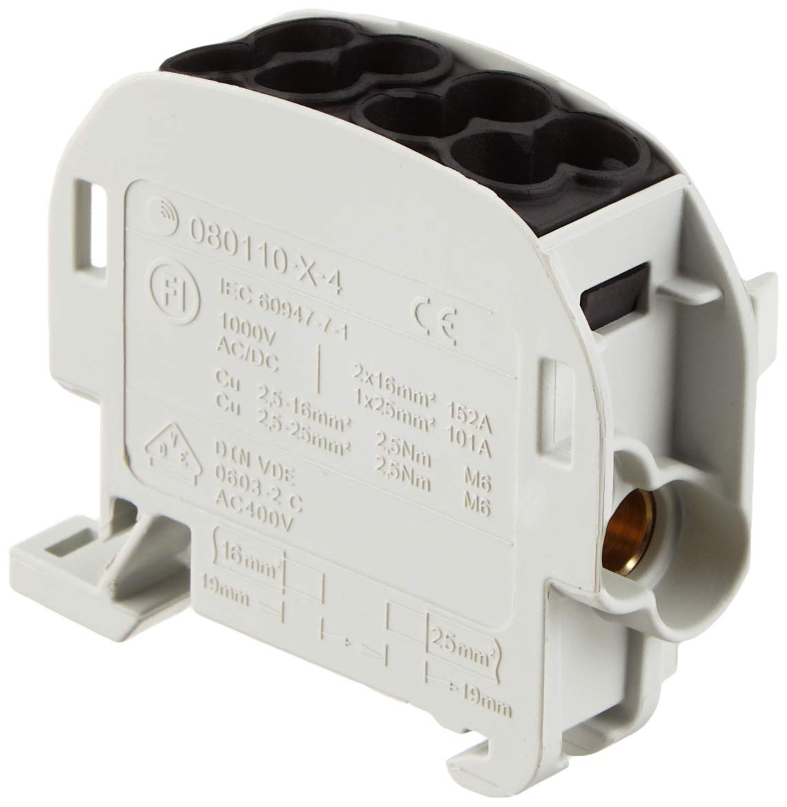 H-Approx.Small 25mm2 1-pin 400V Black, 2 x 25mm2 and 2 x 16mm2