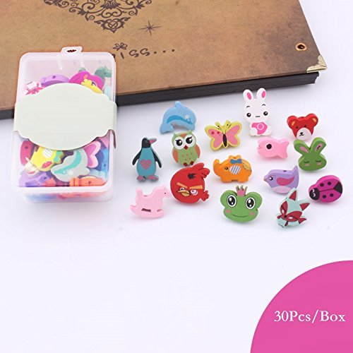 image for MoMaek 30Pcs Adorable Animal Thumbtacks Colorful Decorative Pushpins f