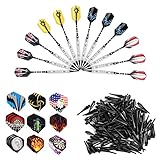 Obeka Soft Tip Darts, 12 Pack 19g Plastic Tipped Darts Set with Aluminum Shafts, Nickel Silver Plated Steel Barrels, 39 Flights, 120 Tip Points for Electronic Dartboard (Upgrade Version)