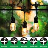 Classyke 48ft LED Outdoor String Lights for Patio Garden Yard Deck Cafe Wedding Dimmable Waterproof Commercial Grade [UL Listed]