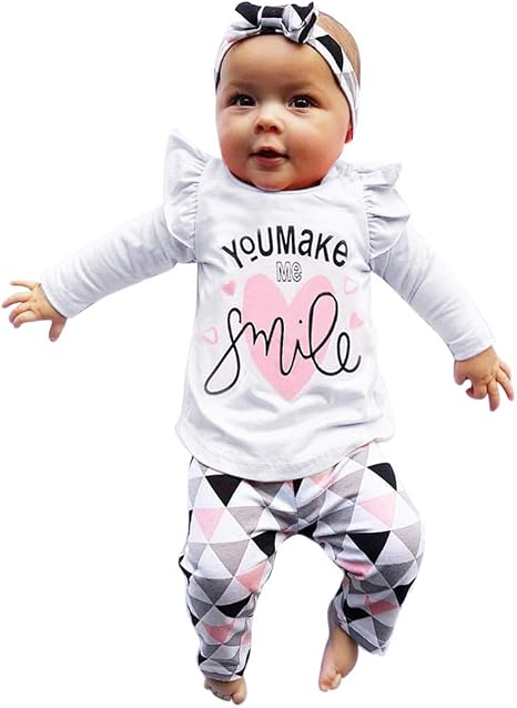 Ensemble Vêtement Bébé Fille/garçon - Haut + Pantalon - Manches Longues - Taille 0-24 Mois - Coton Doux - Pour Quotidien - 6