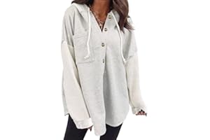 SHEWIN Oversized Sweatshirts for Women Loose Fit Casual Long Sleeve Button Hooded Sweatshirt Hoodie with Pocket