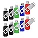 RAOYI 10Pcs 16GB Swivel USB Flash Drive Metal Thumb Drives Pen Drive USB 2.0 Bulk Flash Drive Memory Stick(Black/Red/Blue/Green,4 Mixed Colors)