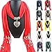 Sunward Womens Elephant Water Drop Owl Heart Pendant Tassel Charm Jewelry Scarf (Khaki Heart)