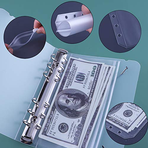 Antner Budget Binder with Zipper Envelopes, A6 Binder with Cash