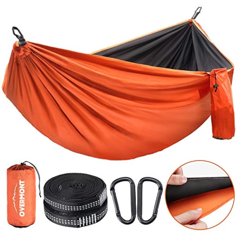 Overmont 해먹(hammock) 2 층원단 양면 사용 최대내 하중400㎏ 18+1노드수 daisy 체인식 벨트 2명 사용가 ...