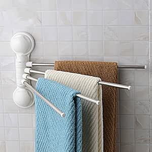 Estante de toalla, GETALL 4 barras potente ventosa de succión ...