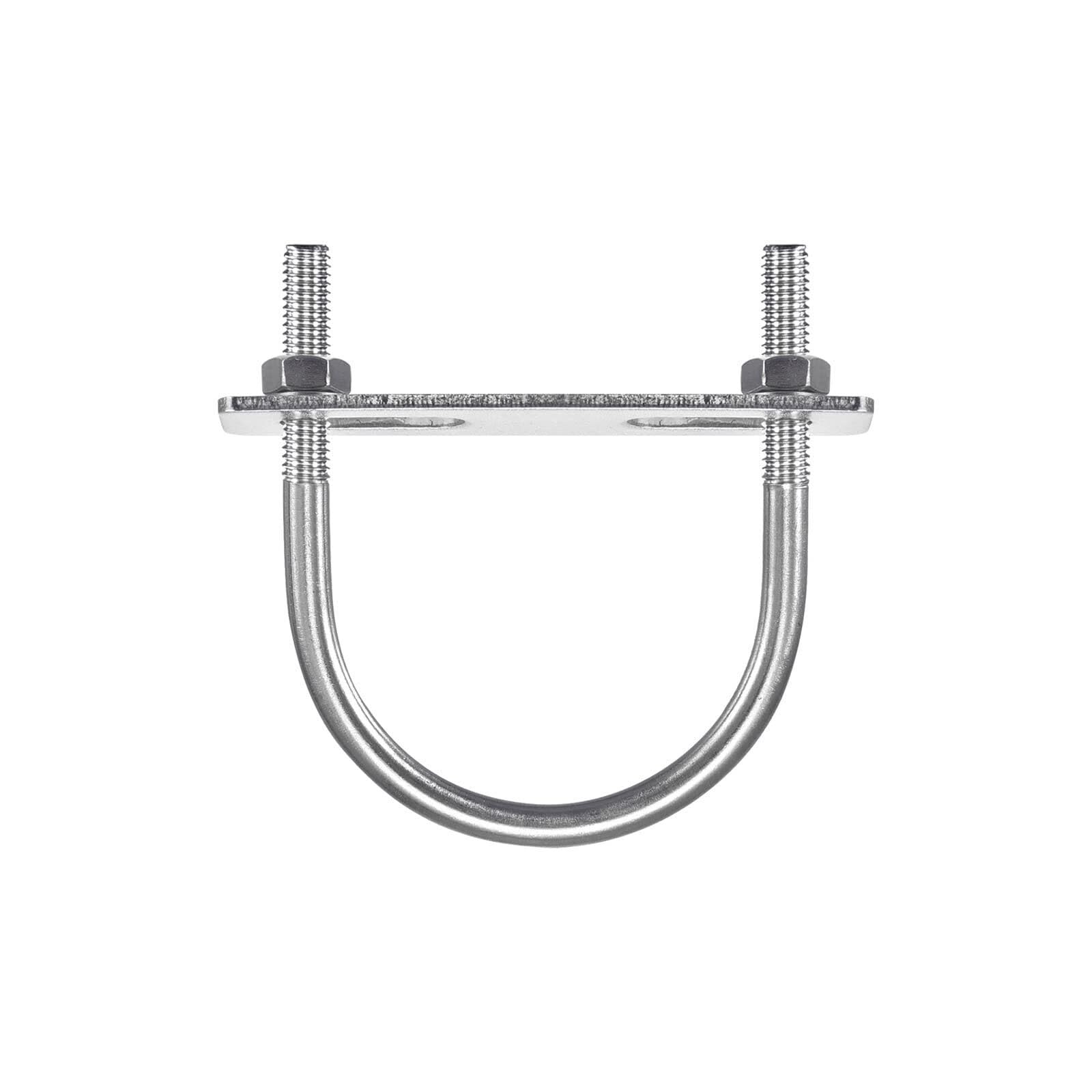 TOP-VIGOR 2 sets M8 Round U-Bolts, 63mm Inner Width 90mm Length 304 Stainless Steel Tie Down U-Bolts with Nut, Plate for Building Installations Mechanical Parts Connection Cehicles Ships — image 1