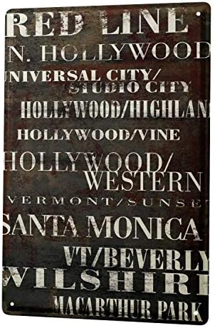 DYTrade Tin Metal Sign Retro Wall Art Metropole Hollywood Santa Monica Metal Plate 16"x12"