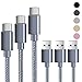 USB Type C Cable, BRG USB C Cable (USB 2.0) 3 Pack (1ft,4ft,6ft) Nylon Braided Fast Charger Cord Compatible Samsung Galaxy S9 8 Plus Note9 8, LG V20,Moto,Google Pixel,New MacBook and More, Gray