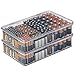 mDesign Stackable Divided Battery Storage Organizer Box Bin with Hinged Lid for AA, AAA, C, 9 Volt Sizes - Great Storage for Kitchens, Home Offices, and Utility Rooms - 5 Compartments - 2 Pack, Clear