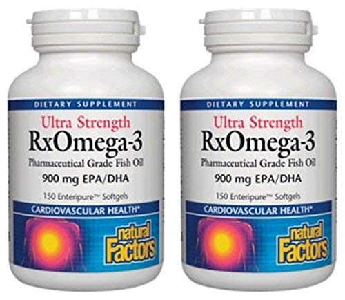 Natural Factors, Ultra Strength, (2 Pack) RxOmega-3, 900 mg EPA/DHA, 150 Enteripure Softgels Natural Factors, Ultra Strength, (2 Pack) RxOmega-3, 900 mg EPA/DHA, 150 Enteripure Softgels