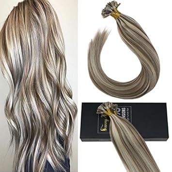 18 P14 60 Sunny Remy Blonde Mixed Hair Extensions Prebonded U