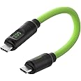 Hagibis USB 4 Cable, LED Display USB C 240W Fast Charging Cable with 8K@60Hz 40Gbps Data Transfer Thunderbolt 4/3 Video Cord for iPhone 16/15 Pro Max, iPad, MacBook Pro Air (Braided, Green, 0.8FT)