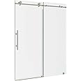 Frameless Sliding Shower Door, 56-60 in. Width, 76" Hight, 3/8" (10 mm) clear tempered glass, Brushed Nickel Stainless Steel 