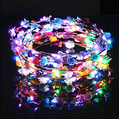LED Glowing Wreath Flower Crown Hair Band Wedding Floral Garland Festival Flower Headdress Hair Accessory Festival