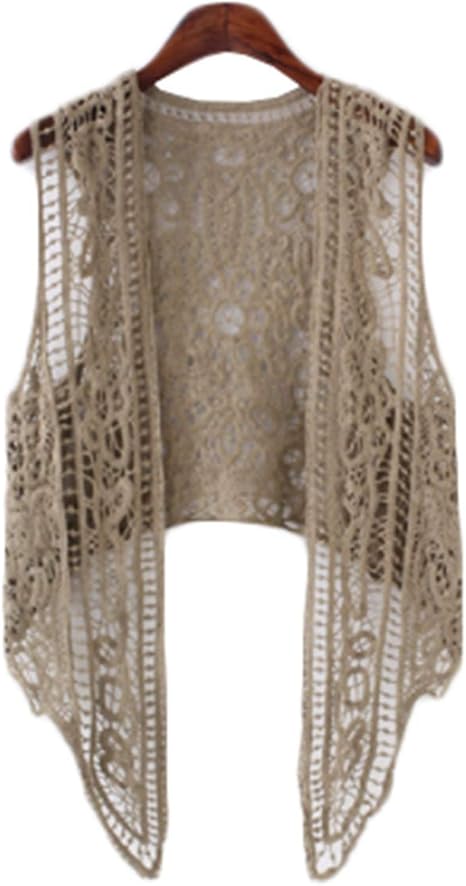 Amazon グードコ レース ベスト レディース ニットベスト ノースリーブ ショール 薄手 ジレ Uvカット カーディガン 羽織 トップス ゆったり オフィス 通勤 カーキf カーディガン ボレロ 通販