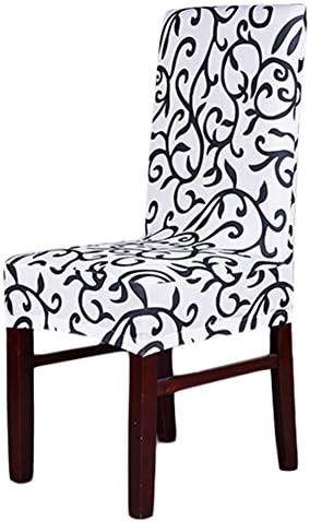Aoklea(R) Super Fit Stretch Removable Short Dining Chair Cover Protector Seat Slipcover Washable for Hotel,Dining Room,Ceremony,etc.(WhiteBlack)