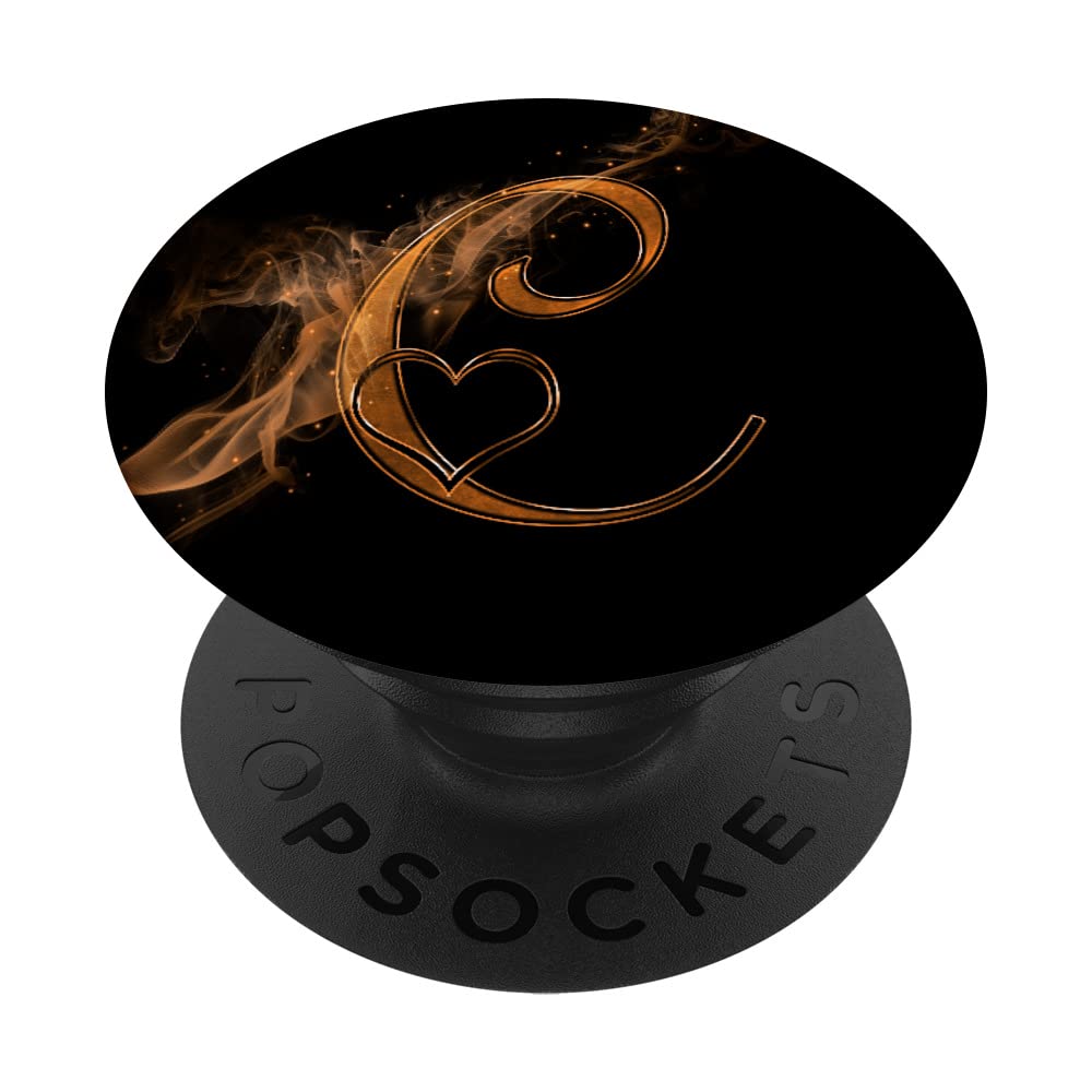 Smoke Heart Letter C Orange Fire Steam Fog Whirl Love Name PopSockets Swappable PopGrip