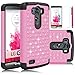 LG G3 Case, EC LG G3 Bling Case, Deluxe Studded Diamond Bling Case, Hybrid Hard Soft impact Armor Shockproof Silicone Case Cover For LG G3 (Pink)