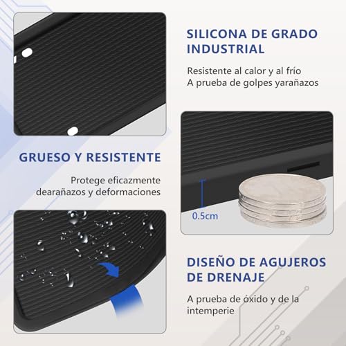 KITCHEN CHOICE Marco de Matrícula,2 Pack Porta Placas de Silicona para Auto,Antióxido,Antivibración,Resistente a la Intemperie,Universal Soportes para MatríCula con Accesorios de Montaje
