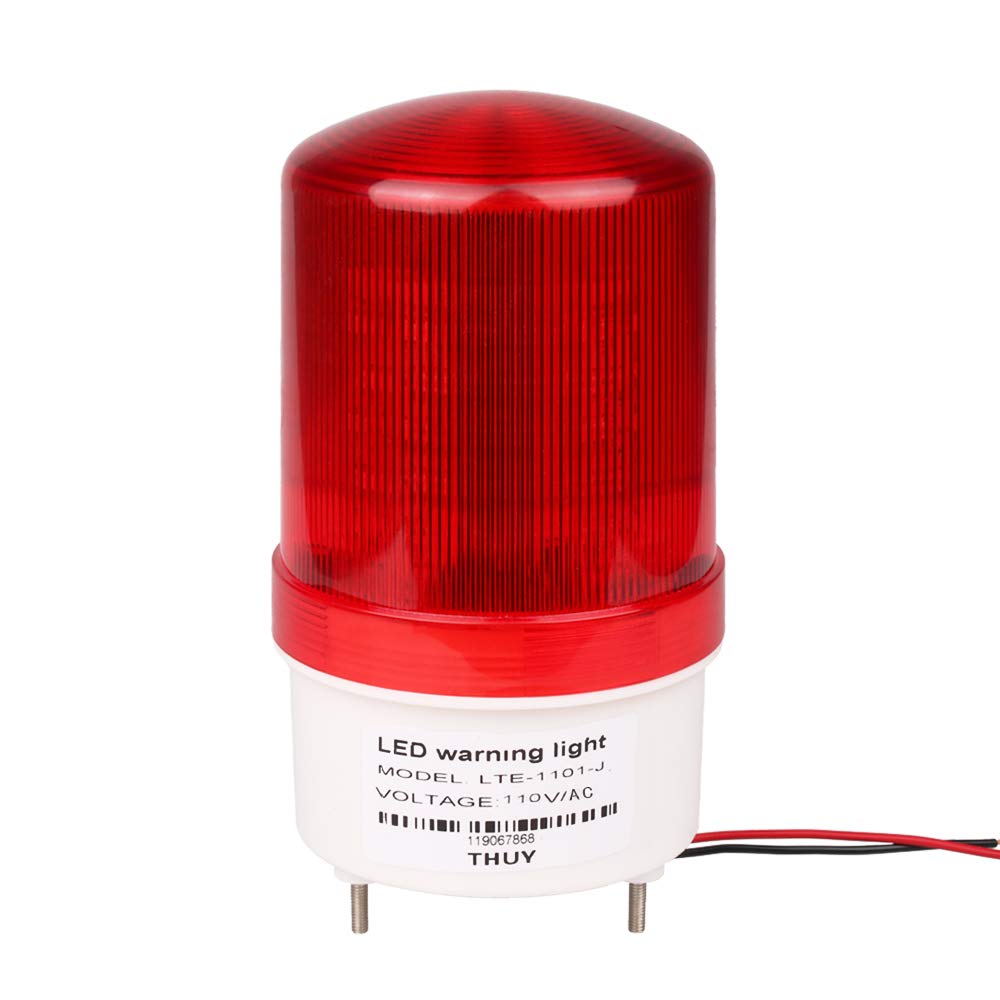 Industrial LED Rotating Strobe Beacon Warning Lights, Electrical Revolving Signal Lights for Emergency, 110v AC, Red, No Buzzer
