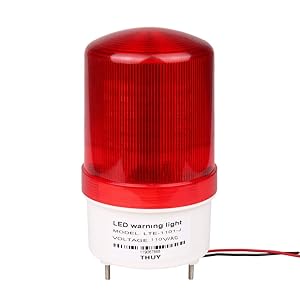 Industrial LED Rotating Strobe Beacon Warning Lights, Electrical Revolving Signal Lights for Emergency, 110v AC, Red, No Buzzer