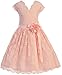 Cap Sleeve V Neck Flower Border Stretch Lace Corsage Belt Flower Girl Dress