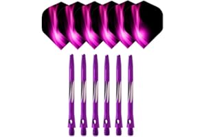 SUPWALL Luxury 6 Pack Darts Set 6 Grams with 6 Aluminium Shafts 6 PET Flights Suit for Rec Room Bar Man Cave - 6 Aluminum Shafts + 6 PET Flights Purple