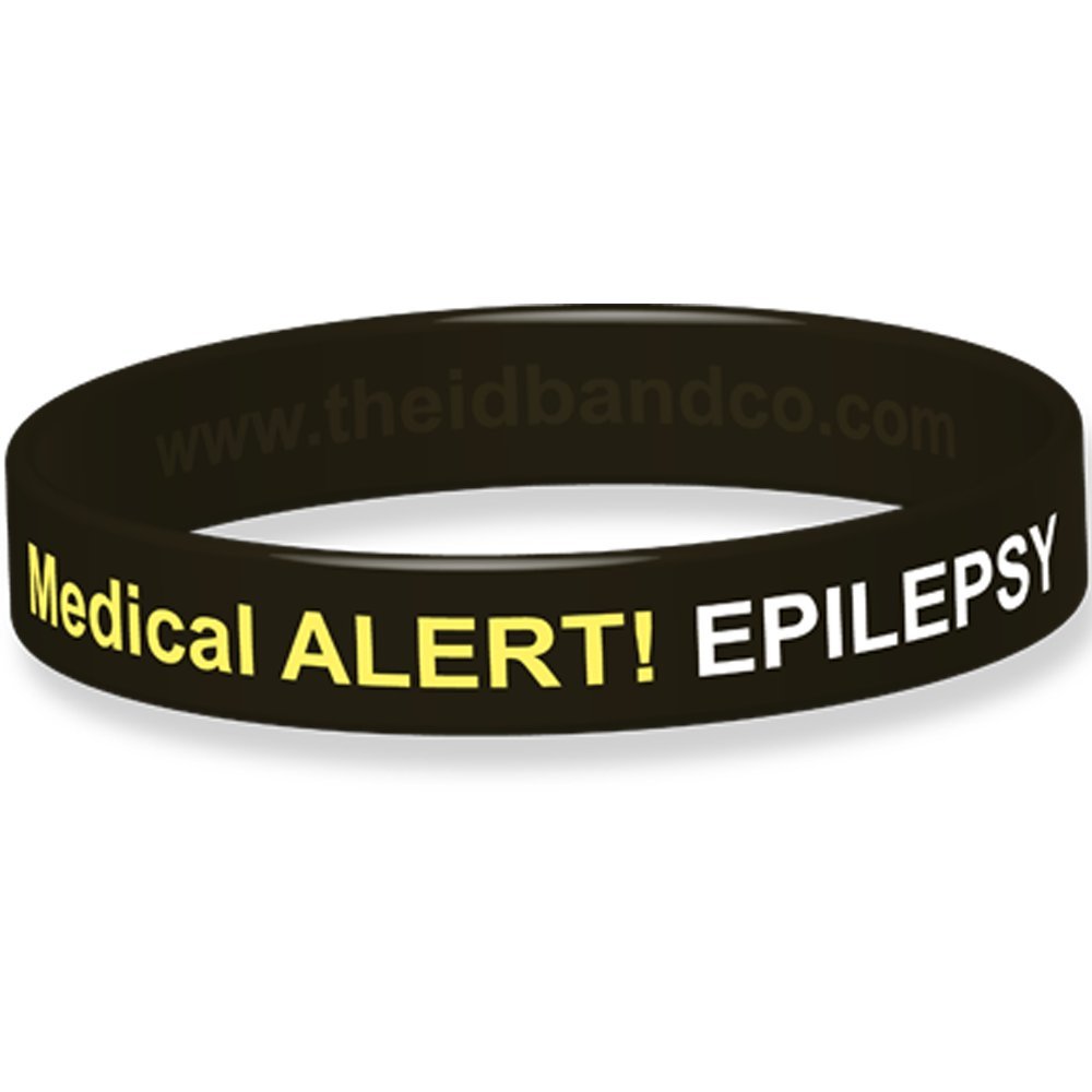 The ID Band Company Alert! Epilepsy Silicone Wristband-20.2cm -Black B0701