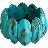 KIFEDSLJ Resin Bangle Multicolor Acrylic Beads Stretch Bracelets Wide Irregular Geometric Wristband for Women Jewelry