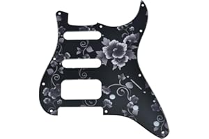 Dopro 11-Hole Strat HSS Guitar Pickguard 2-Screw Humbucking Pickup Mount for American FD Stratocaster Flower Pattern