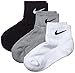 NIKE Unisex Performance Cushion Quarter Training Socks (3 Pairs), Grey/White/Black, Large
