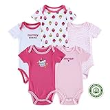 Mother Nest Girls 5-Pack Short Sleeve Baby Bodysuits Onesies