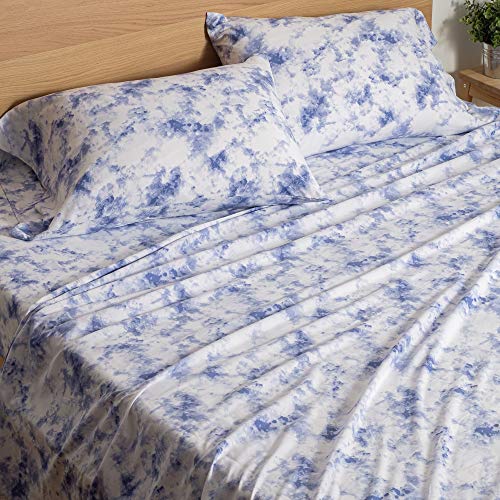 Dawn 4Piece Microfiber Sheet and Pillowcase Set in Blue Tie Dye Fits