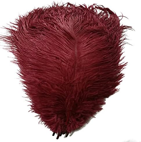 WIBEN Set of 20, 24-26inch Natural Ostrich Feathers Plume for Wedding Centerpieces Party Decoration (Burgundy)