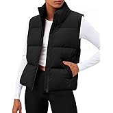 Zeagoo Women Puffer Vest Sleeveless Cropped Outerwear Warm Winter Lightweight Coat Stand Up Collar Down Jackets With Pockets