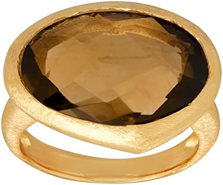 Piara 8 1/5 ct Natural Smokey Quartz Ring in 18K Gold-Plated Sterling Silver Size 7