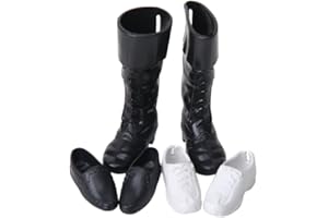3 Pairs of Plastic Ken Royal Prince Doll Shoes - White and Black