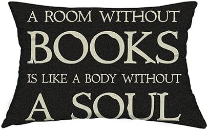 Danceou A Room Without Books is Like a Body Without a Soul Personalized Decorative Rectangular Pillowcases Hot Black Throw Pillow Covers Cases Boudoir 12x20 Inches One Sided