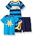 Gerber Baby Three-piece Bodysuit Lap-shoulder Shirt and Short Set, Snuggle Monster/Exclusive, 6-9 Months