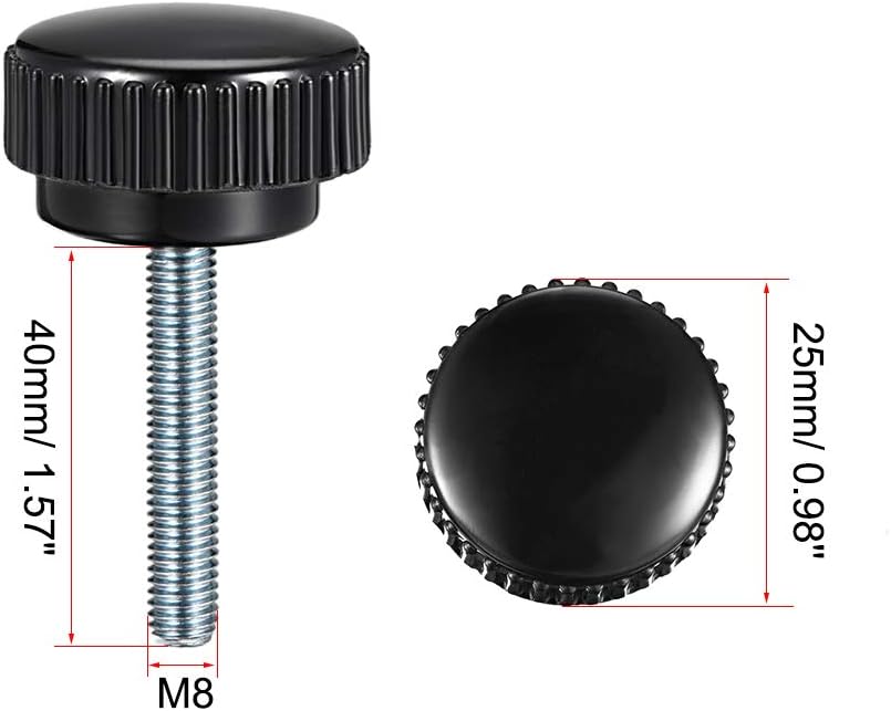 sourcing map M8 x 40mm Male Thread Knurled Clamping Knobs Grip Thumb Screw on Type 4 Pcs, Black,silver - Image 3