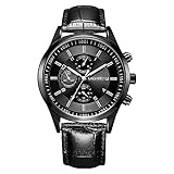 Daimon Men's Watches with Leather Strap Business Analog Black Watch for Men