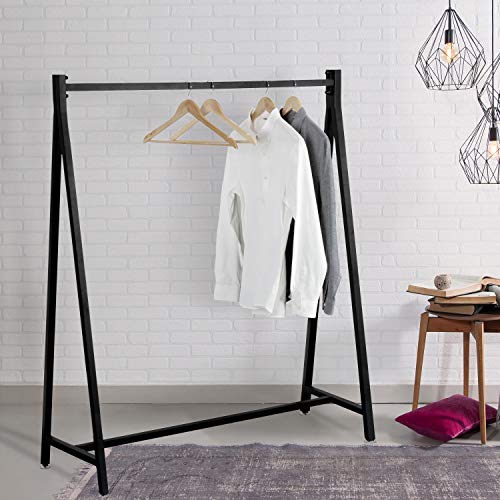 MyGift 55inch Modern Black Heavy Duty Metal Bedroom Clothing Hanger