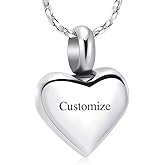 Imrsanl Small Heart Urn Necklace for Ashes Cremation Jewelry for Women Stainless Steel Pendant Memorial Ash Holder Loved Ones Keepsake