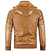 WULFUL Men's Faux Leather Jacket Brown with Removable Hood Vintage Pu Leather Coat,Brown,Medium
